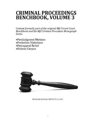 cover image of Criminal Proceedings Benchbook, Vol. 3
